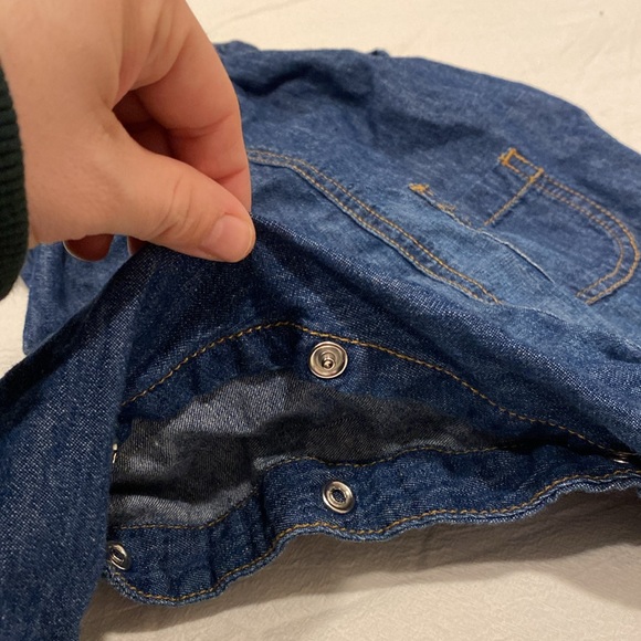 Denim overalls with button closure soft no pockets - Picture 3 of 3